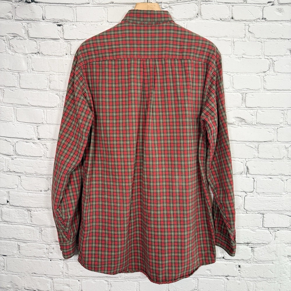 Vintage LL Bean Flannel Long Sleeve Shirt Men's Size L Tall Red‎ Plaid 0WT66 - Picture 2 of 15